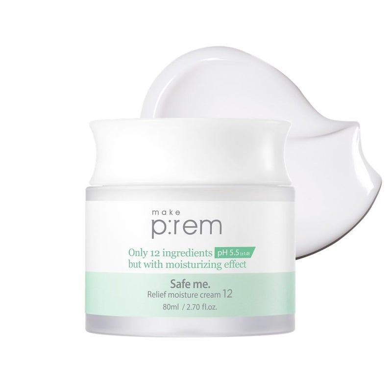MAKEP:REM MAKE P:REM Safe Me. Relief Moisture Cream 12, Clinically Proven 48-Hour Hydration, Minimal Ingredients, EWG Green, Korean Skin Care, 2.70 fl.oz. (80ml) - Image 1